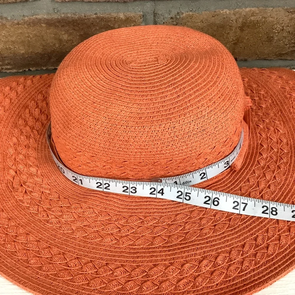 BIJOUX TERNER Floppy Orange Straw Sun Hat
